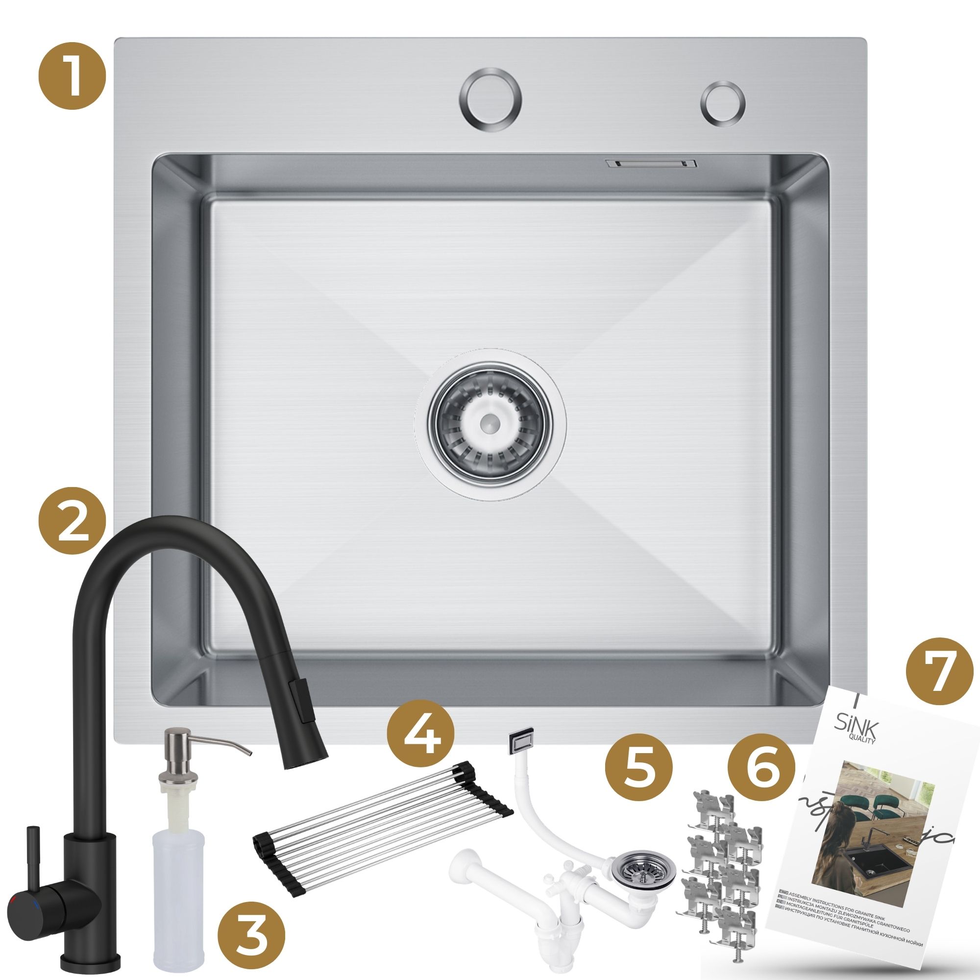 Zestaw gotowy do montażu zlewu stalowego Steel Sink 50 grafit.jpg